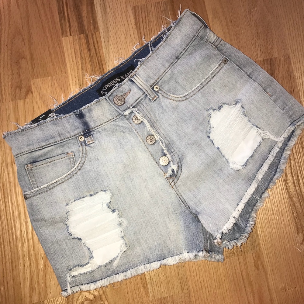 BNWT Express High Waisted Denim Destroyed Shorts